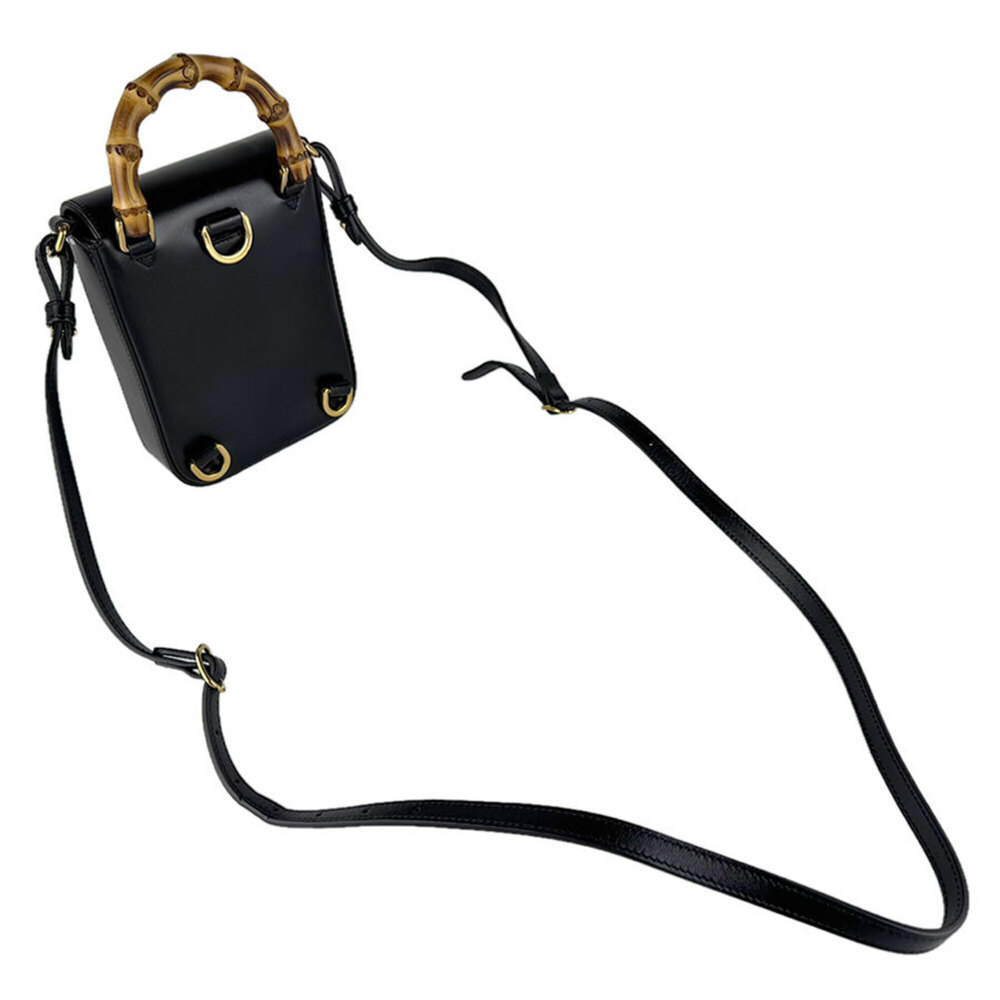 GUCCI Authentic Black Leather Bamboo Shoulder Bag - Picture 11 of 13